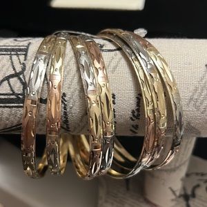 NWT three tone bangle set rose gold, silver and gold plated bundle